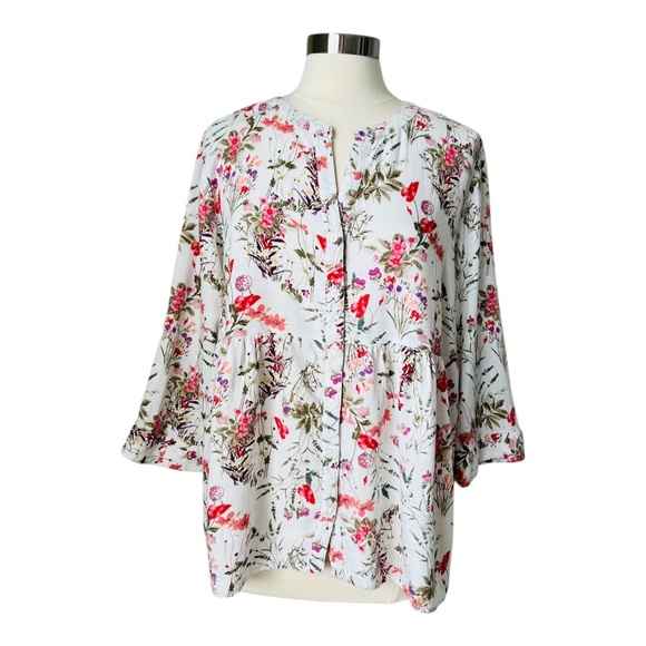 Linen Shirt Fairycore Floral Whimsical Prairie Size 1X - Picture 1 of 16